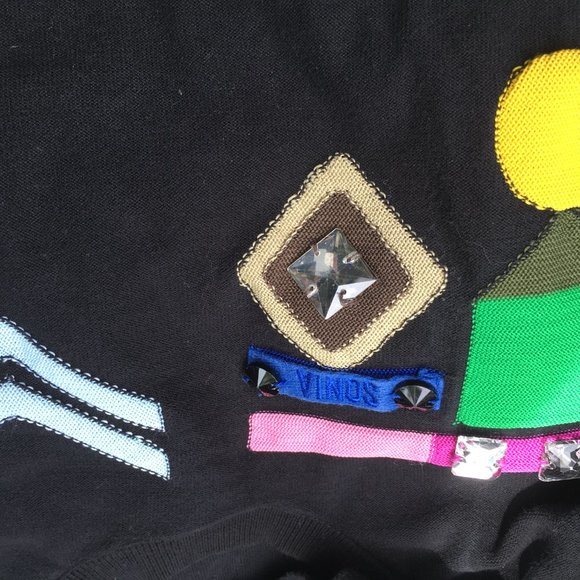 Sonia Rykiel black insignia embellished sweater stretchy top M - Picture 8 of 10